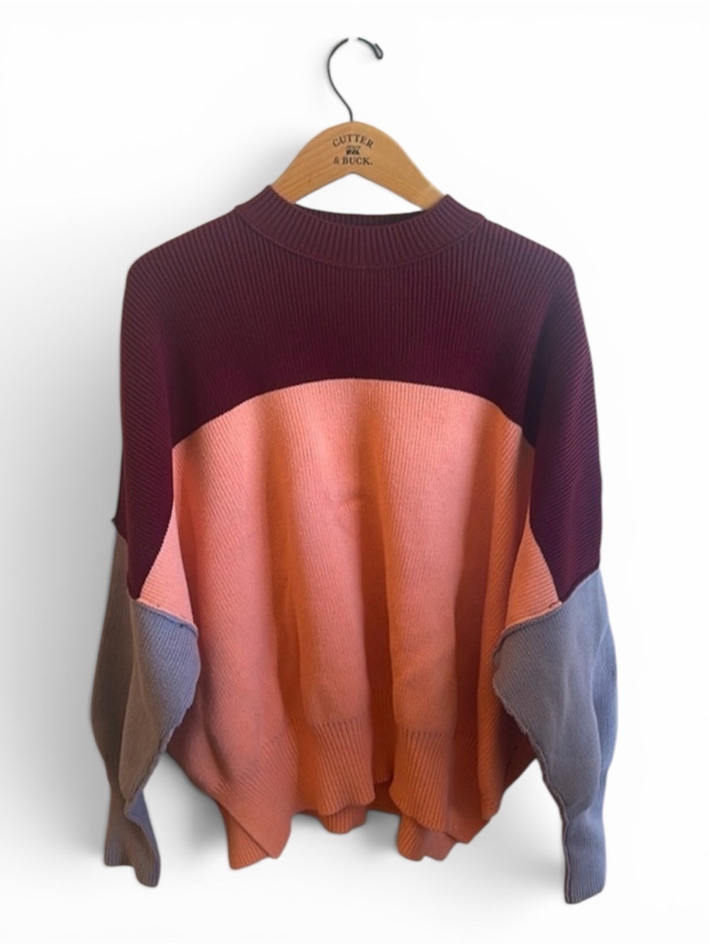 Free People Easy Street Sweater Size XS Color Block Pullover Ribbed Knit Relaxed - Picture 4 of 13